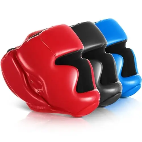 Jenaai 3 Pack Boxing Headgear Adjustable Padded Safety Head Guard MMA Training Sparring Kickboxing Muay Thai Martial Art Karate Taekwondo Helmet Gift for Valentines Adult Men Women - 1