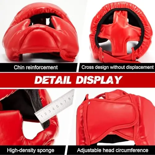 Jenaai 3 Pack Boxing Headgear Adjustable Padded Safety Head Guard MMA Training Sparring Kickboxing Muay Thai Martial Art Karate Taekwondo Helmet Gift for Valentines Adult Men Women - 3