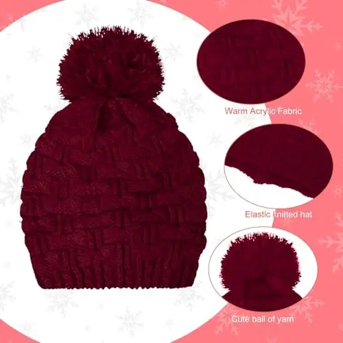 JenPen 4 Pcs Winter Hat Scarf and Gloves Set for Women Include Ear Cover Cold Weather Scarf Hat Knit Beanie Gloves - 4