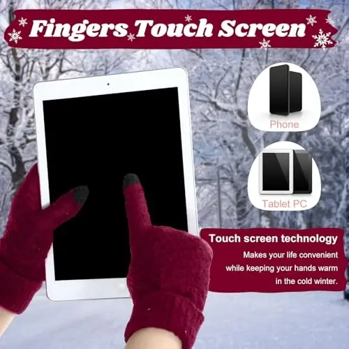 JenPen 4 Pcs Winter Hat Scarf and Gloves Set for Women Include Ear Cover Cold Weather Scarf Hat Knit Beanie Gloves - 5