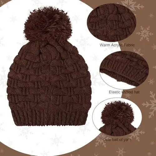JenPen 4 Pcs Winter Hat Scarf and Gloves Set for Women Include Ear Cover Cold Weather Scarf Hat Knit Beanie Gloves - 4