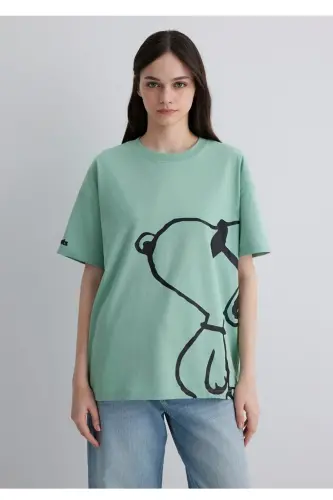 jeo cool baskılı loose fit kadın t-shirt - MAVI (1)