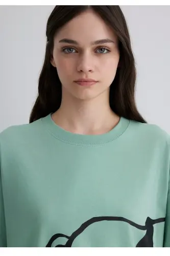 jeo cool baskılı loose fit kadın t-shirt - 4