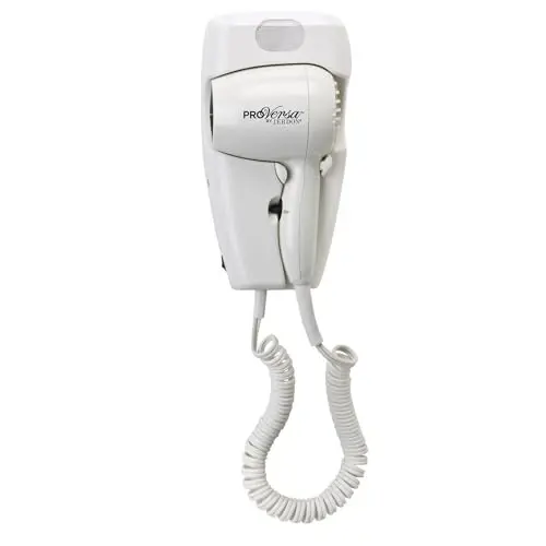 JERDON Wall-Mount Hair Dryer – White - Direct Wire Only - Hotel Style Wall Mounted Hair Dryer – Model JWM8CD - 1