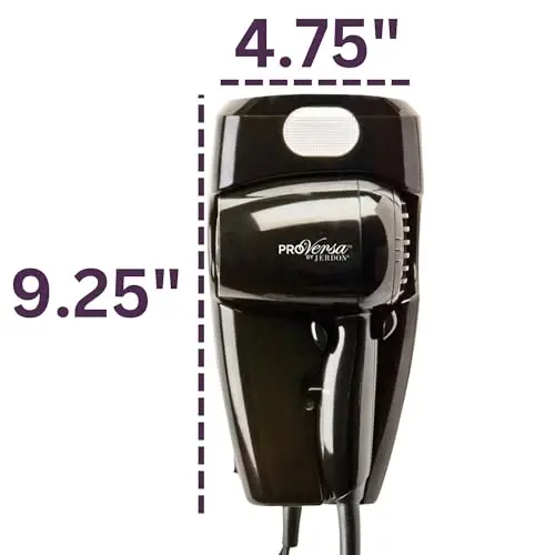 JERDON Wall-Mount Hair Dryer – Black - Direct Wire Only - Hotel Style Wall Mounted Hair Dryer – Model JWM8CBD - JERDON (1)