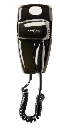 JERDON Wall-Mount Hair Dryer – Black - Direct Wire Only - Hotel Style Wall Mounted Hair Dryer – Model JWM8CBD 