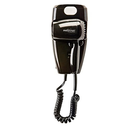 Jerdon Wall-Mount Hair Dryer - Black Hotel Style Hair Dryer with 32