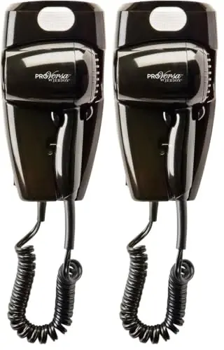 Jerdon Wall-Mount Hair Dryer - Black Hotel Style Hair Dryer with 32