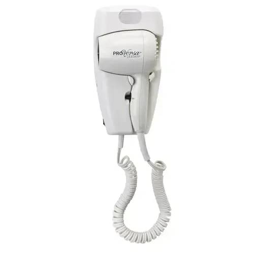 JERDON Wall-Mount Hair Dryer – White - Direct Wire Only - Hotel Style Wall Mounted Hair Dryer – Model JWM8CD - JERDON