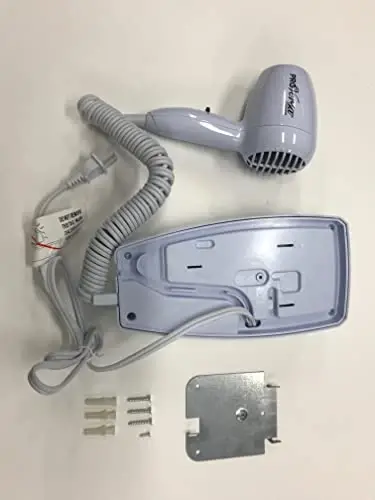 Jerdon Wall-Mount Hair Dryer - White Plug-in Hotel Style with 32 Power Cord - Wall Mounted JWM8C - 2