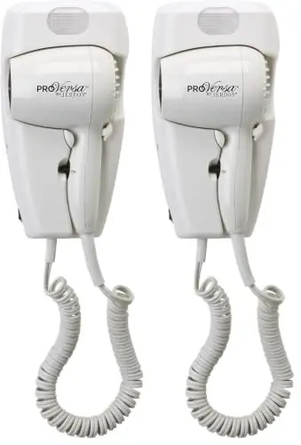 Jerdon Wall-Mount Hair Dryer - White Plug-in Hotel Style with 32 Power Cord - Wall Mounted JWM8C (Pack of 2) - JERDON
