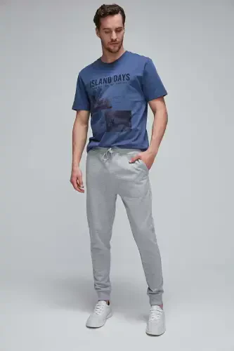 Jeremiah Erkek Regular Paçası Esnek Kumaşlı Beli Kordonlu Ve Lastikli Cepli Grimelanj Eşofman Altı-Grimelanj - 1