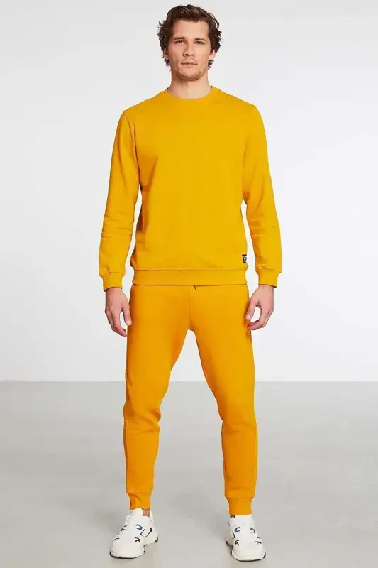 Jeremiah Men's Regular Leg Flexible Fabric Drawstring Waistband and Elasticated Pocketed Saffron Yellow Sweatpants-Saffron Yellow - 3