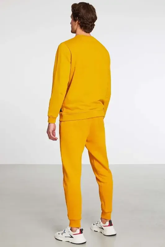 Jeremiah Men's Regular Leg Flexible Fabric Drawstring Waistband and Elasticated Pocketed Saffron Yellow Sweatpants-Saffron Yellow - 4