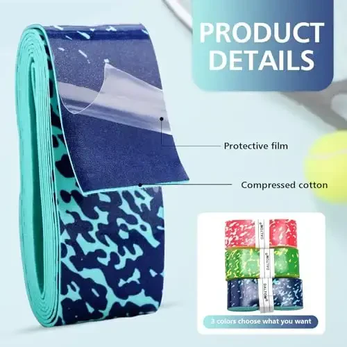 Jerify 24 dona tennis raketkasi uchun grip lentasi, oldindan kesilgan badminton raketkasi uchun o'ta tutqichli lenta, sirpanishga qarshi va absorbent tutqich uchun baxmal qulaylik bilan - 4