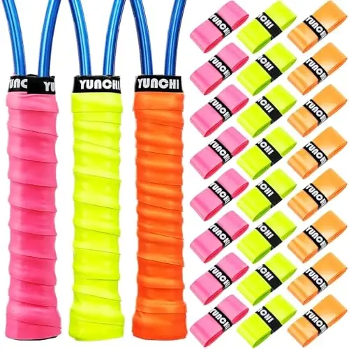 Jerify 24 dona tennis raketkasi uchun grip lentasi, tayyor badminton raketkasi uchun o'ta o'rash lentasi, sirpanishga qarshi va absorbent tutqich uchun baxmal qulaylik bilan - 1