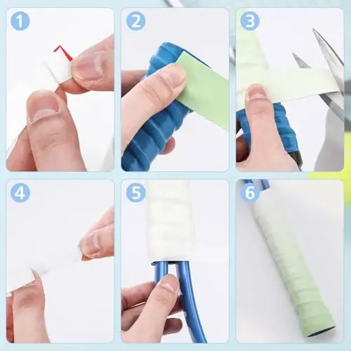 Jerify 24 dona tennis raketkasi uchun tutqich lentasi, tayyor badminton raketkasi uchun o'rash lentasi, sirpanishga qarshi va absorbent tutqich uchun baxmal qulaylik bilan - 5