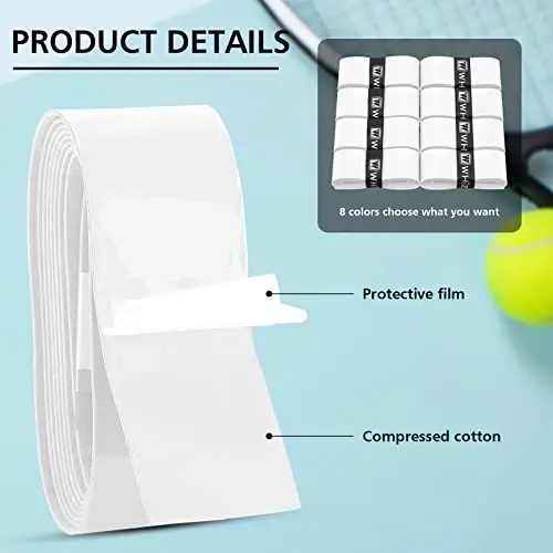 Jerify 24 Pieces Tennis Racket Grip Tape, Precut Tennis Overgrips Tape Badminton Racket Grips with Velvety Comfort for Anti Slip and Absorbent Grip - 3