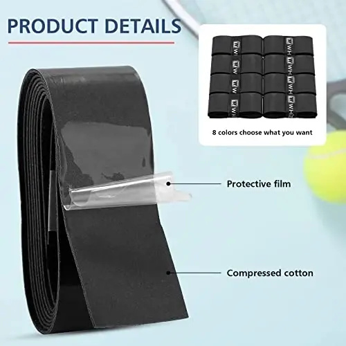 Jerify 24 Pieces Tennis Racket Grip Tape, Precut Tennis Overgrips Tape Badminton Racket Grips with Velvety Comfort for Anti Slip and Absorbent Grip - 3