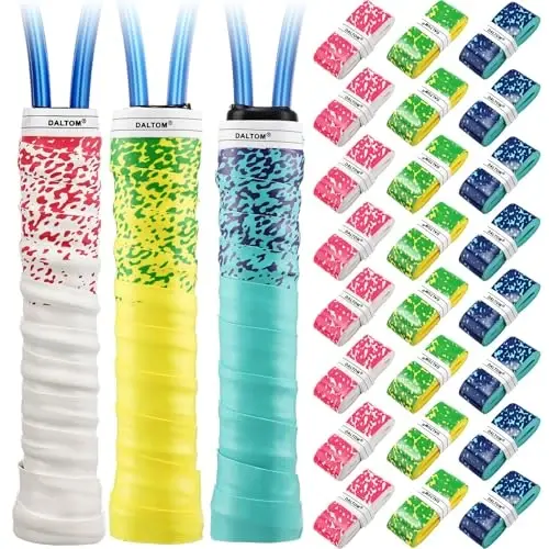 Jerify 24 Pieces Tennis Racket Grip Tape, Precut Tennis Overgrips Tape Badminton Racket Grips with Velvety Comfort for Anti Slip and Absorbent Grip 