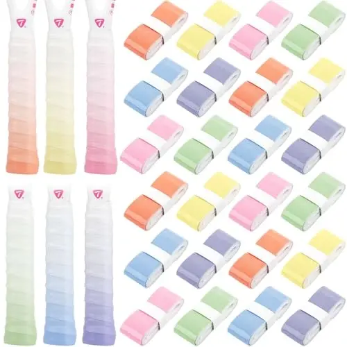 Jerify 24 Pieces Tennis Racket Grip Tape, Precut Badminton Racket Overgrips Tape with Velvety Comfort for Anti Slip and Absorbent Grip - 1