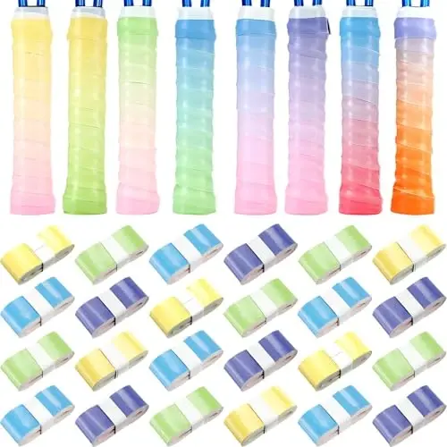 Jerify 24 Pieces Tennis Racket Grip Tape, Precut Badminton Racket Overgrips Tape with Velvety Comfort for Anti Slip and Absorbent Grip 