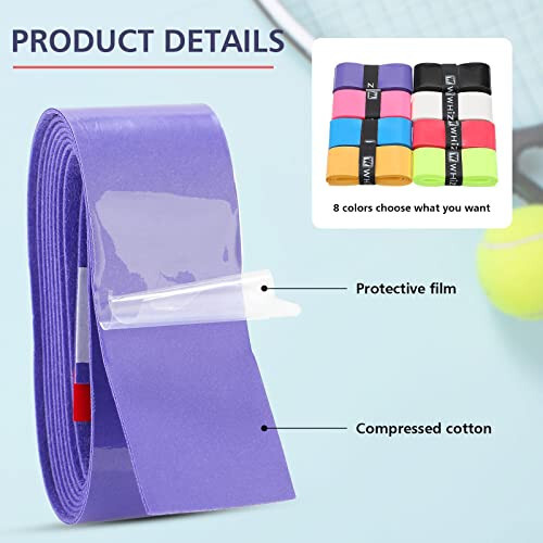 Jerify 24 Pieces Tennis Racket Grip Tape, Precut Tennis Grip Tape, Tennis Overgrips with Velvety Comfort for Anti Slip and Absorbent Grip - 5