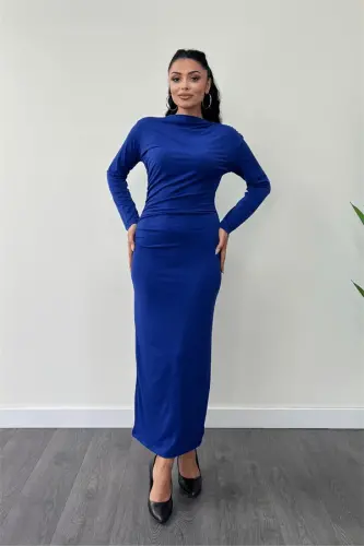 Jersey Ruched Pencil Dress - SAPPHIRE - 1