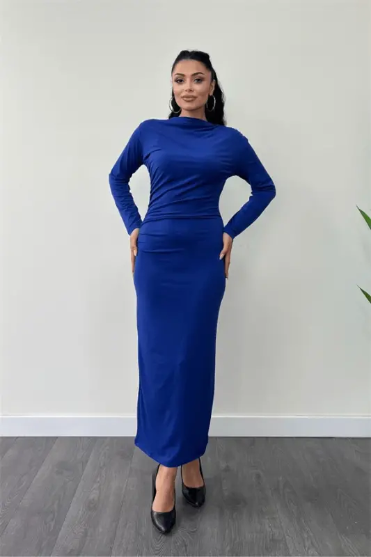 Jersey Ruched Pencil Dress - SAPPHIRE - 1