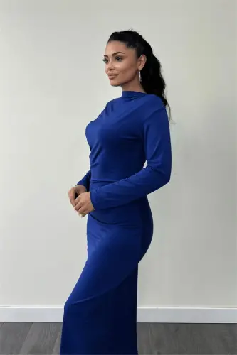 Jersey Ruched Pencil Dress - SAPPHIRE - 4