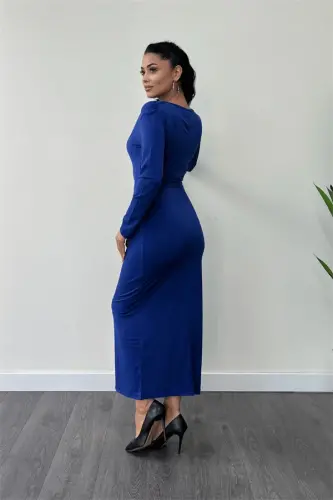 Jersey Ruched Pencil Dress - SAPPHIRE - 5