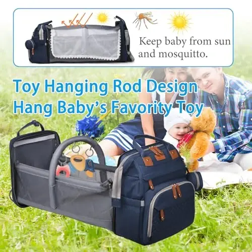 Jeryswet Baby Diaper Bags with Changing Station, Waterproof Large Capacity Diaper Bag Backpack for Moms Dads with USB Charging Port and Stroller Straps, Baby Shower Gifts, Blue - JERYSWET (1)