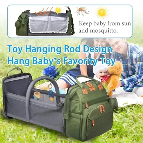 Jeryswet Baby Diaper Bags with Changing Station, Waterproof Large Capacity Diaper Bag Backpack for Moms Dads with USB Charging Port and Stroller Straps, Baby Shower Gifts, Green - JERYSWET (1)