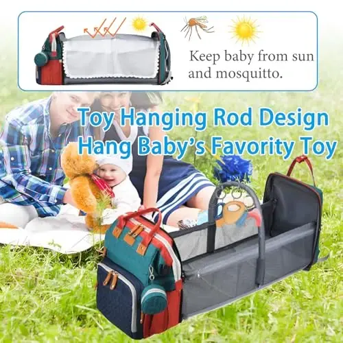 Jeryswet Baby Diaper Bags with Changing Station, Waterproof Large Capacity Diaper Bag Backpack for Moms Dads with USB Charging Port and Stroller Straps, Baby Shower Gifts, RGB - 2
