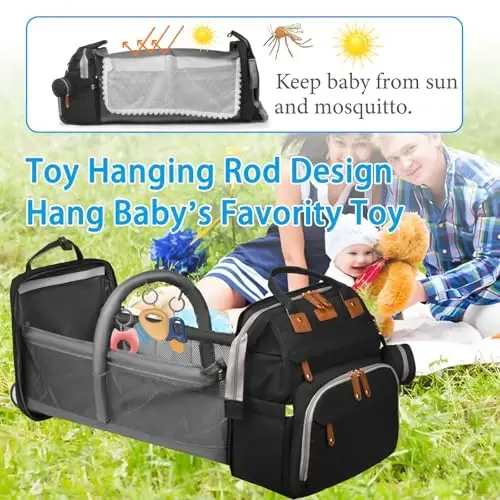 Jeryswet Diaper Bag with Changing Station, Baby Bag, Diaper Bag Backpack, Baby Bag with Built-in USB Charging Port and Stroller Straps Large Capacity Waterproof, Grey - 2