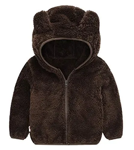 JESKIDS Toddler Girls Boys Fleece Hoody Jacket Zip Up Teddy Coat Warm Winter Outwear - 1