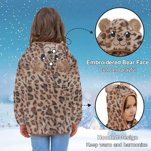 JESKIDS Toddler Girls Boys Fleece Hoody Jacket Zip Up Teddy Coat Warm Winter Outwear - 4