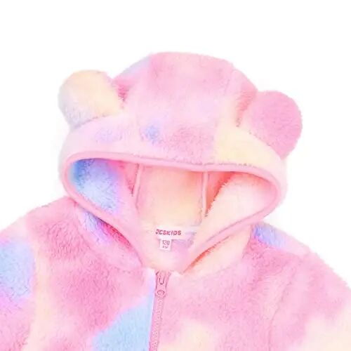 JESKIDS Toddler Girls Boys Fleece Hoody Jacket Zip Up Teddy Coat Warm Winter Outwear - 2