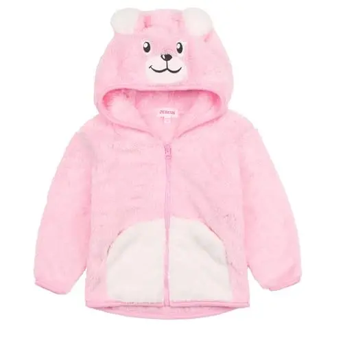 JESKIDS Toddler Girls Boys Fleece Hoody Jacket Zip Up Teddy Coat Warm Winter Outwear - 1