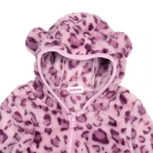 JESKIDS Toddler Girls Boys Fleece Hoody Jacket Zip Up Teddy Coat Warm Winter Outwear - 3
