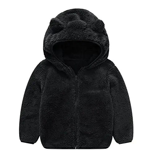 JESKIDS Toddler Girls Boys Fleece Hoody Jacket Zip Up Teddy Coat Warm Winter Outwear - JESKIDS