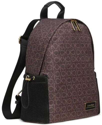 Jessie Mesh Side Pocket Nylon Ryukzak-Jigarrang Khk - 3