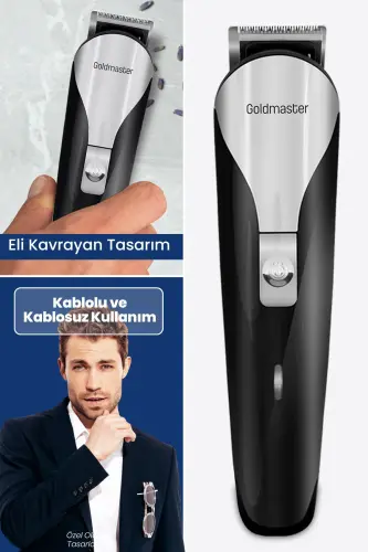 Jest Kablolu Kablosuz Paslanmaz Çelik Standlı Micro Usb 14 in 1 Yüz, Saç Sakal Erkek Bakım Seti Kiti - siyah - 4