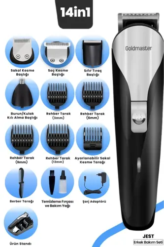 Jest Wired Wireless Stainless Steel Stand Micro Usb 9 in 1 Men's Grooming Set - 1