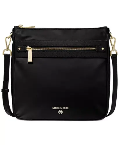 Jet Set Charm North South Nylon Crossbody - Black/Gold 