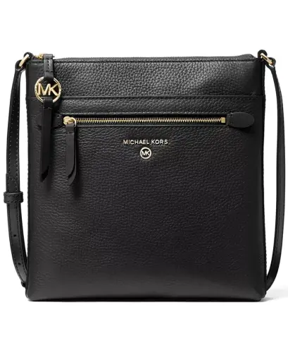Jet Set Charm Leather Small North South Flat Crossbody-Black 