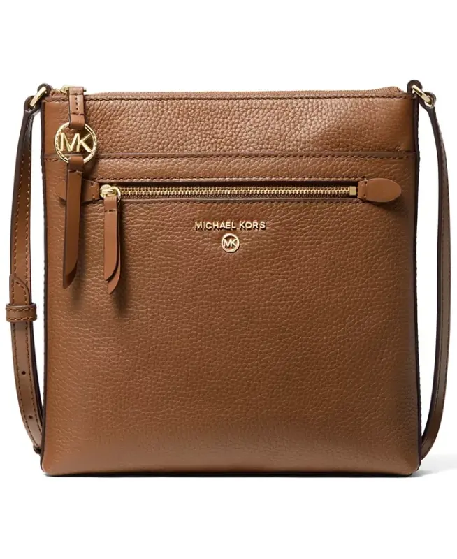 Jet Set Charm Leather Small North South Flat Crossbody-Luggage - MICHAEL KORS