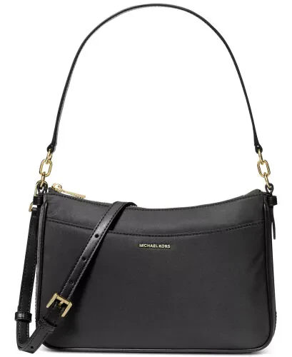 Jet Set Small Nylon Top Zip Pochette Crossbody-Black - Modazone