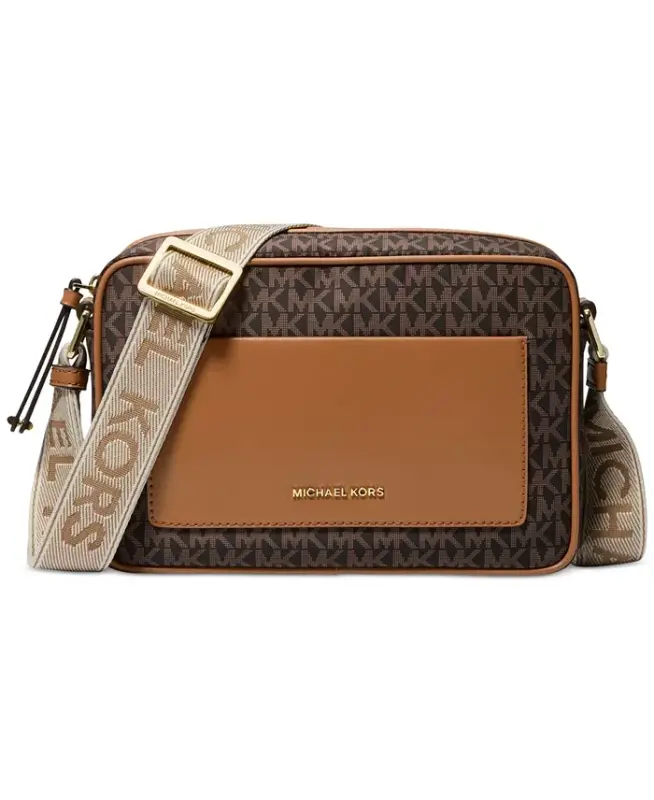 Jet Set Logo East West Nylon Crossbody-Brn/acorn - MICHAEL KORS