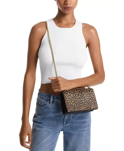 Jet Set Small Calf Hair Flap Chain Crossbody-Husk Multi - 2